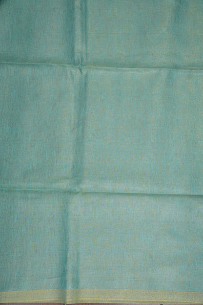 Aqua Blue & Soft Gold Tissue Linen Saree