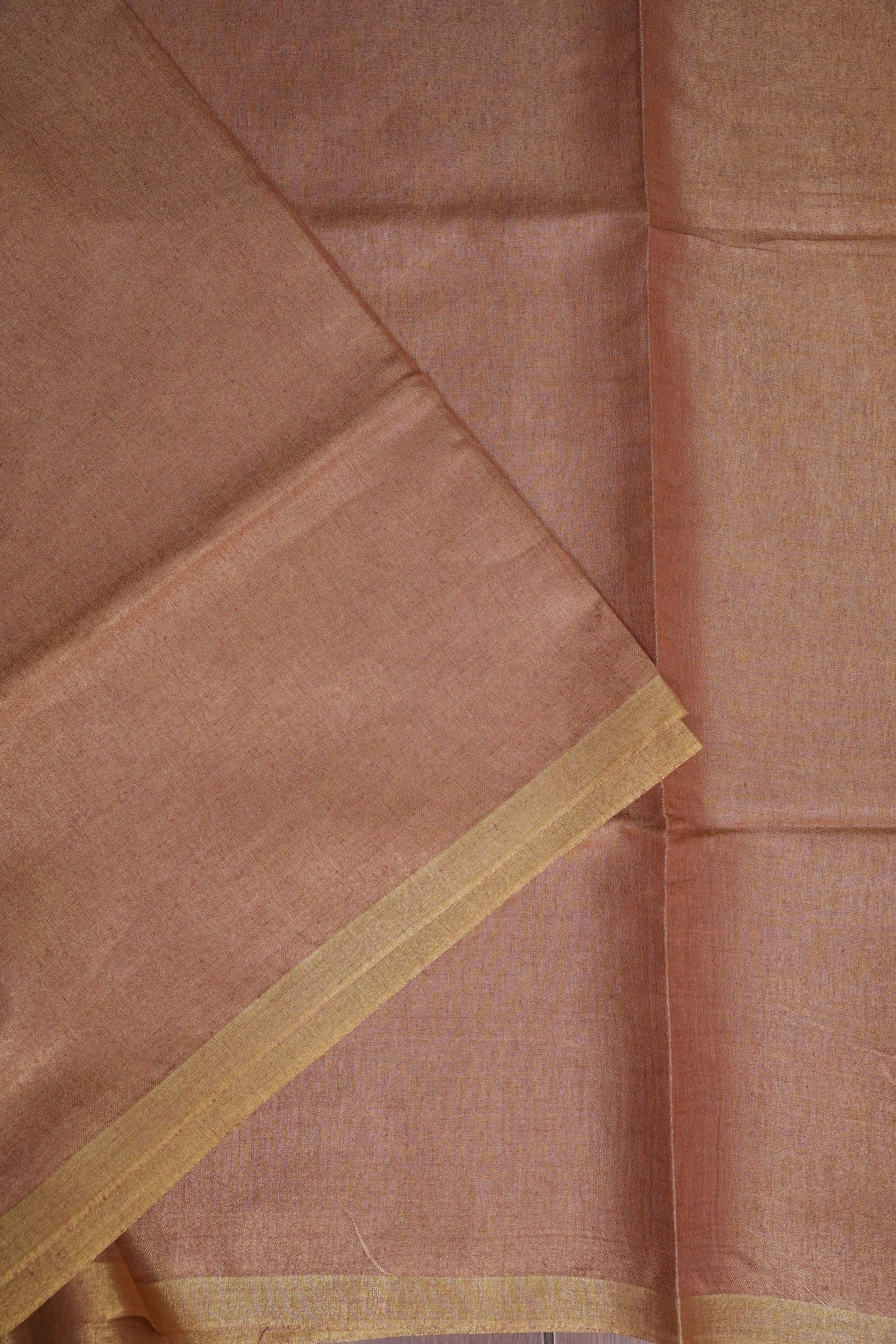 Peach Blush & Soft Gold Tissue Linen Saree
