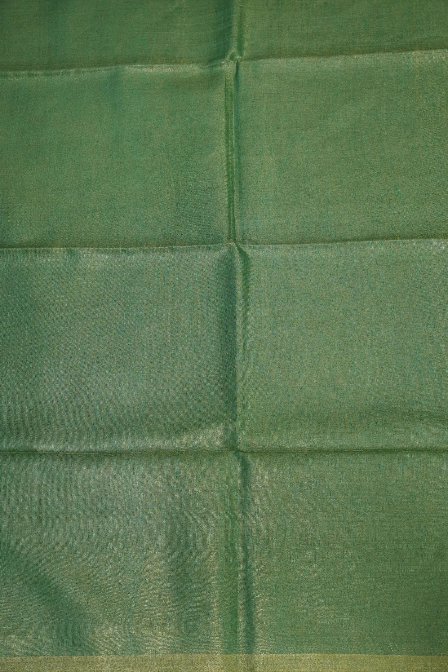 Fresh Green & Soft Gold Tissue Linen Saree