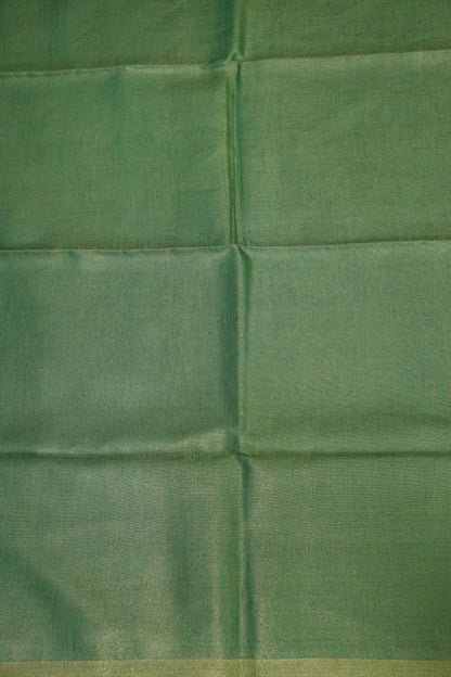 Fresh Green & Soft Gold Tissue Linen Saree