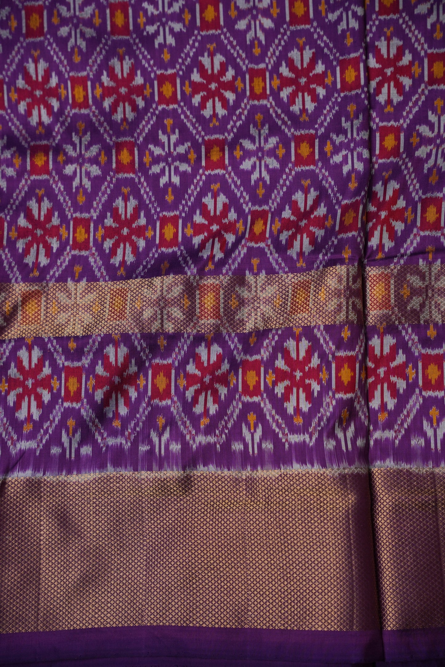 Pure Ikkat Soft Silk Saree - Blue & Deep Purple