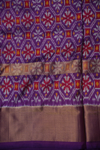 Pure Ikkat Soft Silk Saree - Blue & Deep Purple