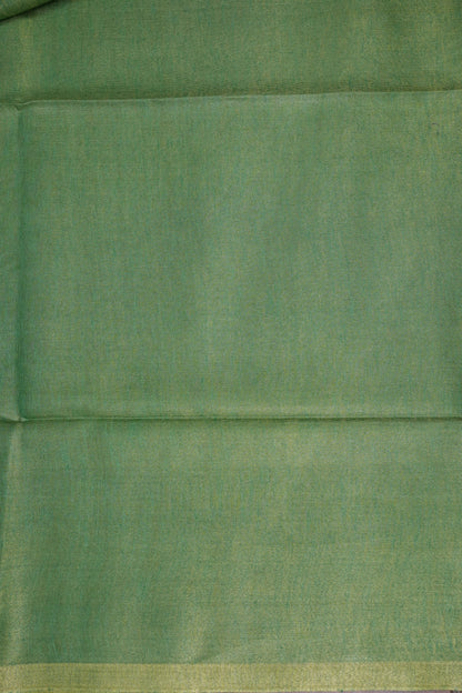Fresh Green & Soft Gold Tissue Linen Saree