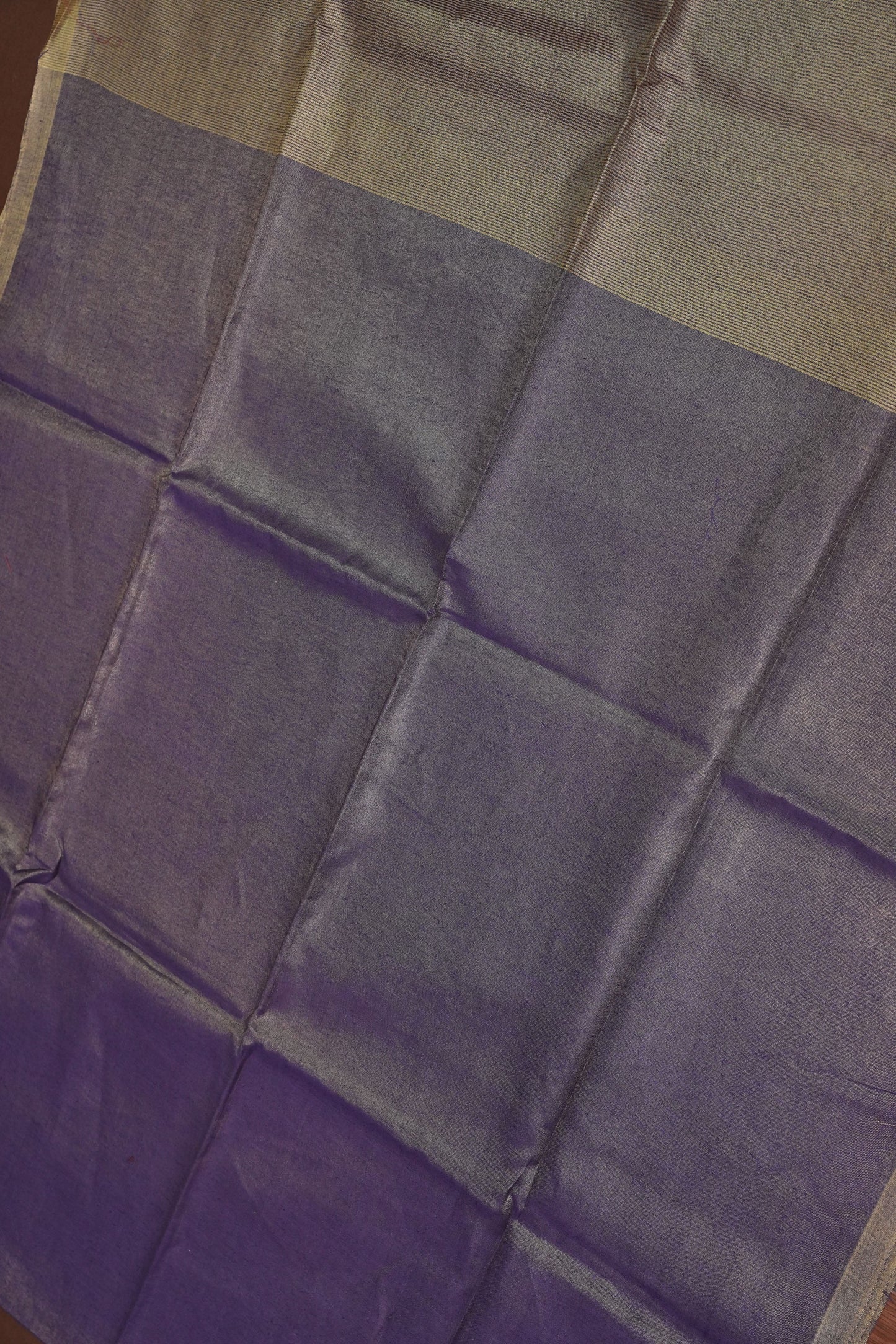 Violet Tissue Linen Saree with Gold Piping Border
