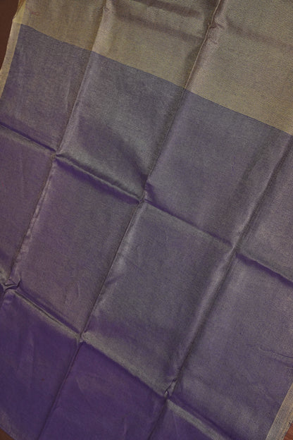 Violet Tissue Linen Saree with Gold Piping Border