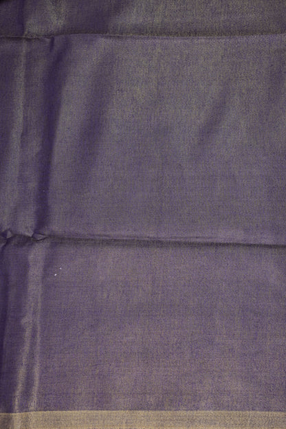 Violet Tissue Linen Saree with Gold Piping Border
