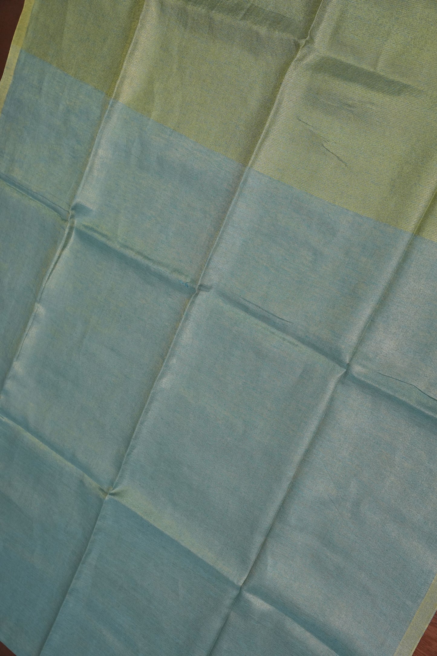 Powder Blue & Lime Gold Tissue Linen Saree