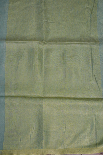 Powder Blue & Lime Gold Tissue Linen Saree