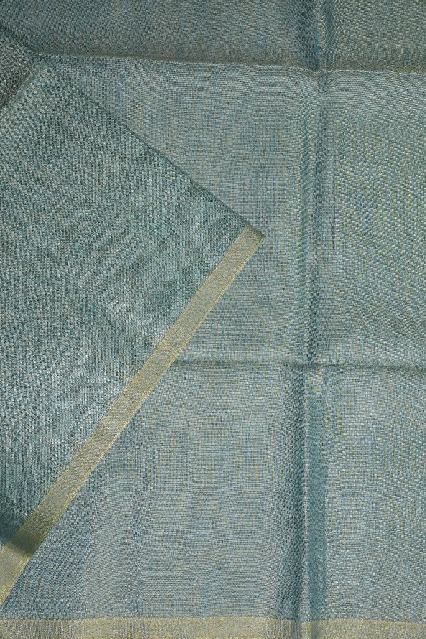 Powder Blue & Lime Gold Tissue Linen Saree