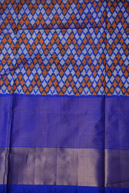 Pure Ikkat Soft Silk Saree - Red & Ink Blue