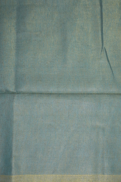 Powder Blue & Lime Gold Tissue Linen Saree