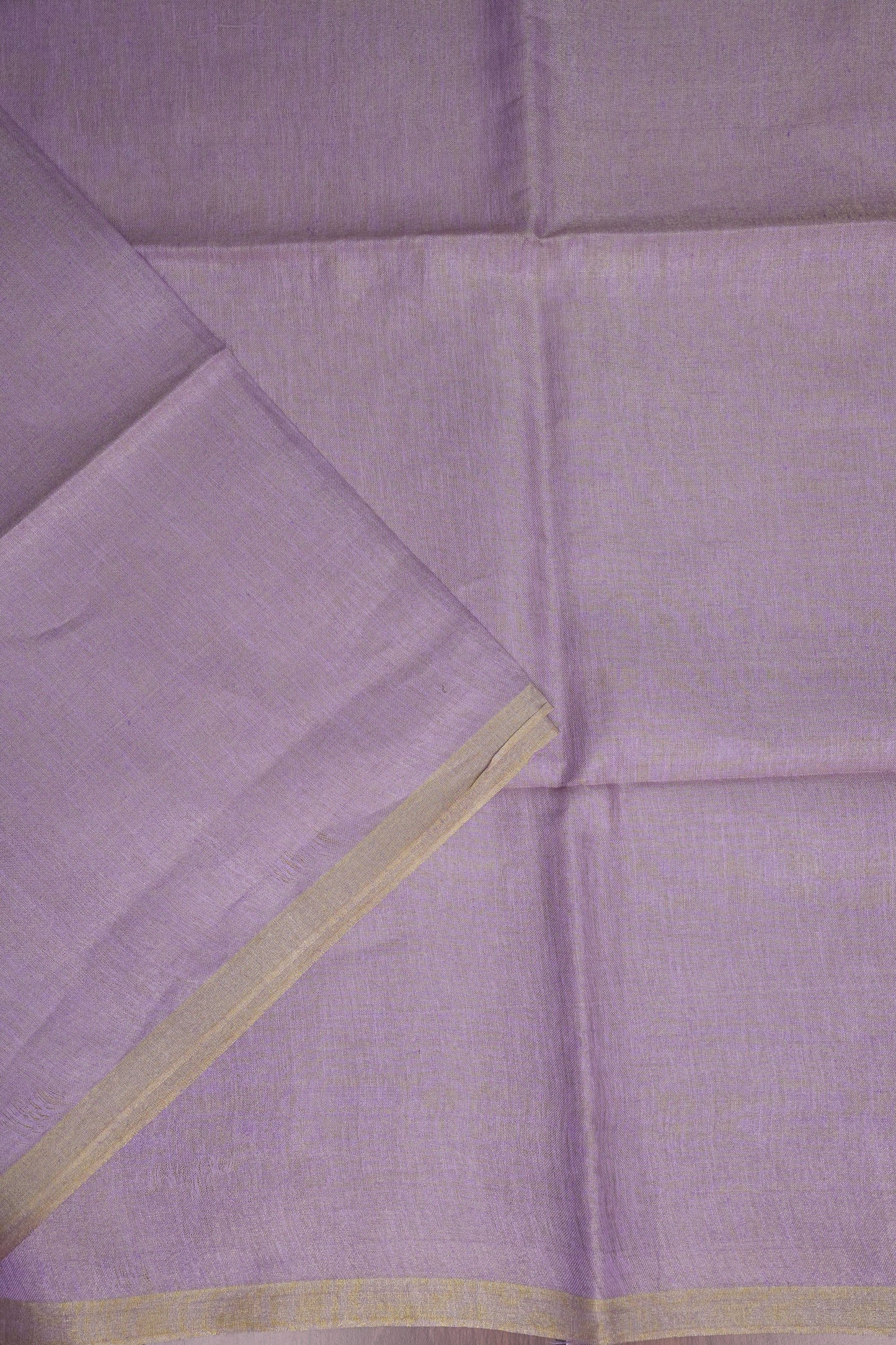 Soft Lilac Purple & Champagne Gold Tissue Linen Saree