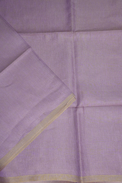 Soft Lilac Purple & Champagne Gold Tissue Linen Saree