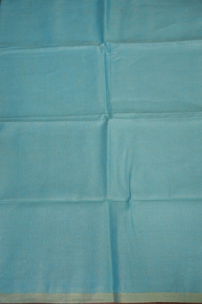 Sky Blue & Soft Gold Tissue Linen Saree