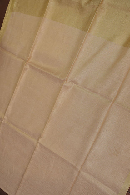 Champagne Beige & Soft Gold Tissue Linen Saree