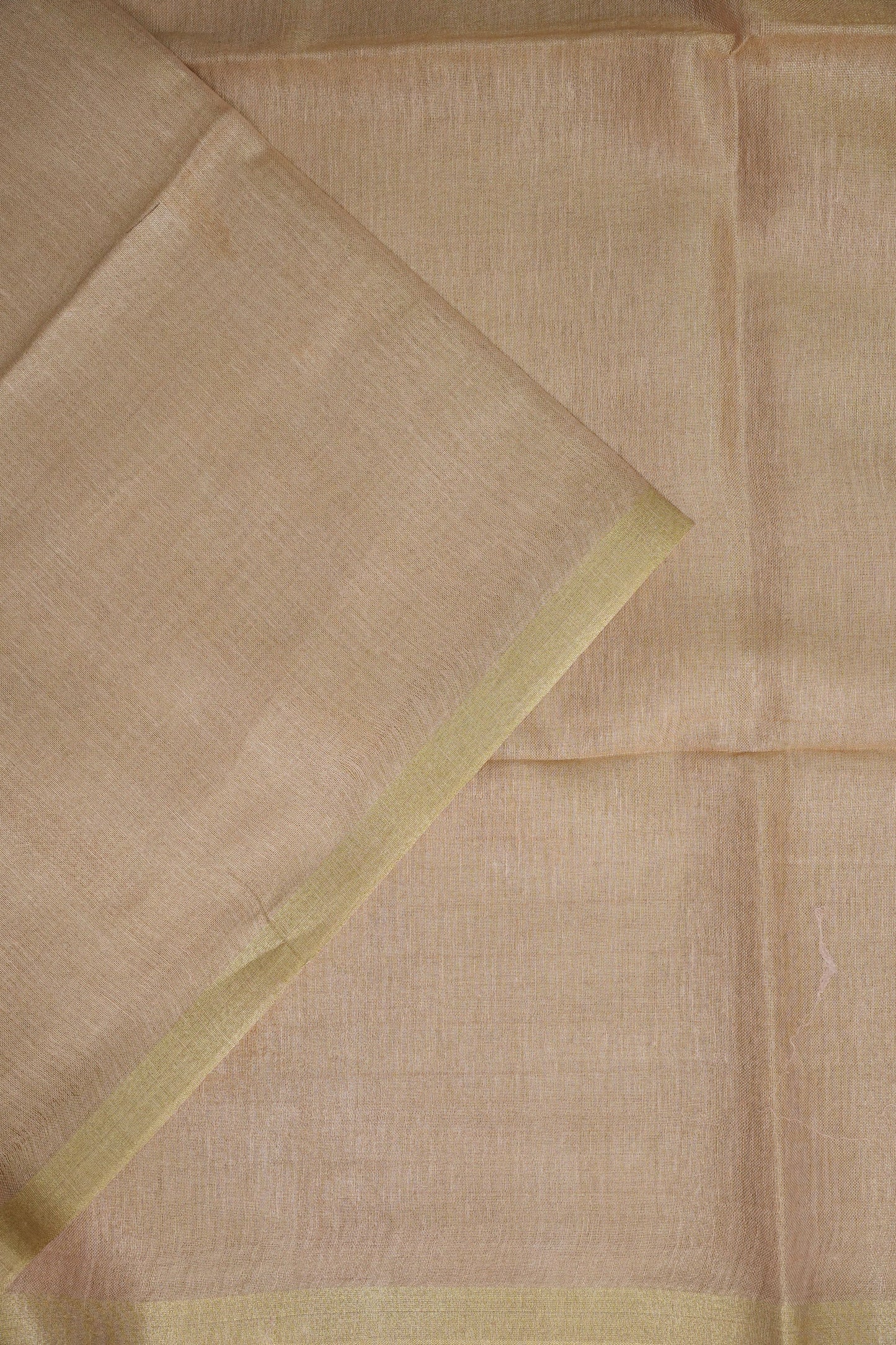 Champagne Beige & Soft Gold Tissue Linen Saree