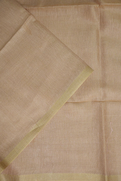 Champagne Beige & Soft Gold Tissue Linen Saree