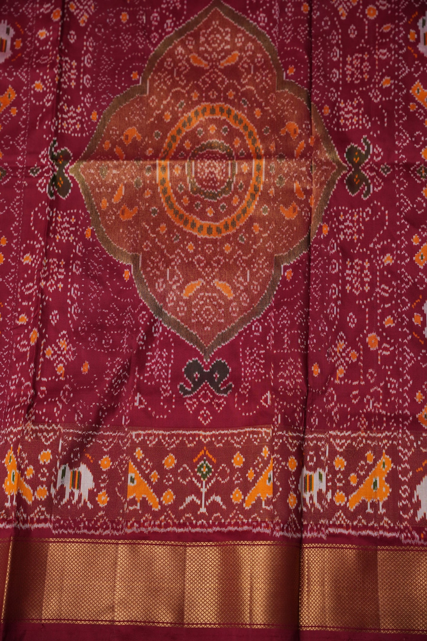Pure Ikkat Soft Silk Saree - Green & Red
