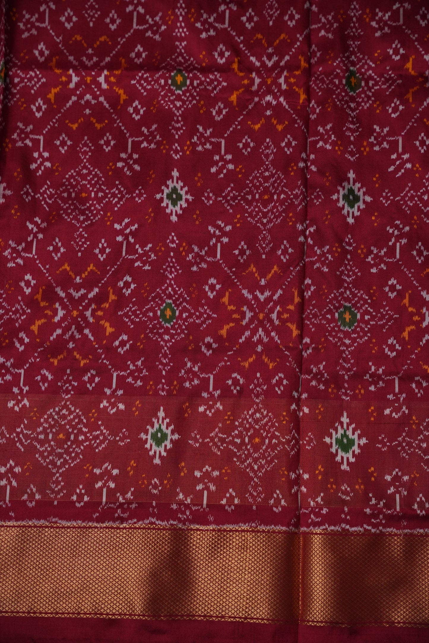 Pure Ikkat Soft Silk Saree - Green & Red