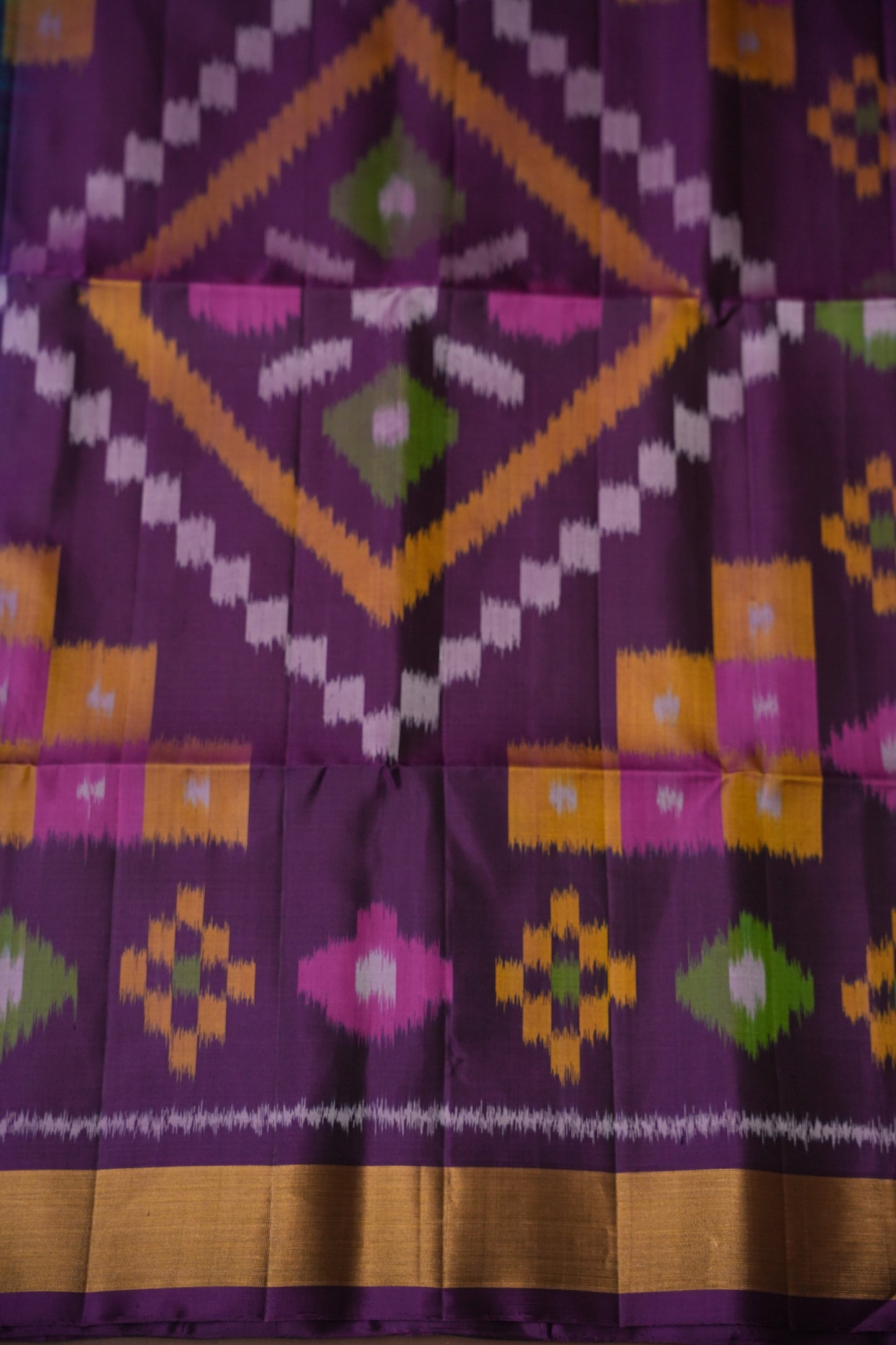 Pure Ikkat Soft Silk Saree - Turquoise Blue & Purple