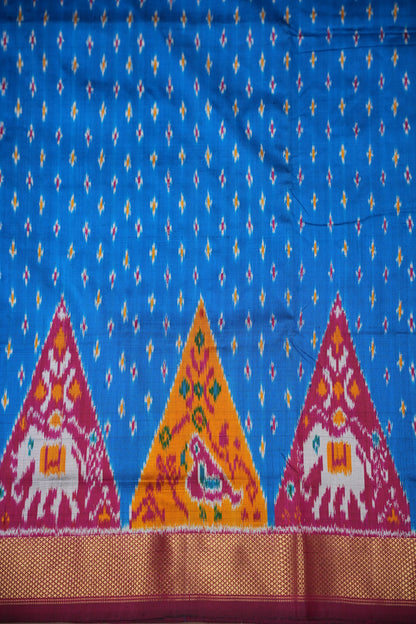 Pure Ikkat Soft Silk Saree - Wine & Blue