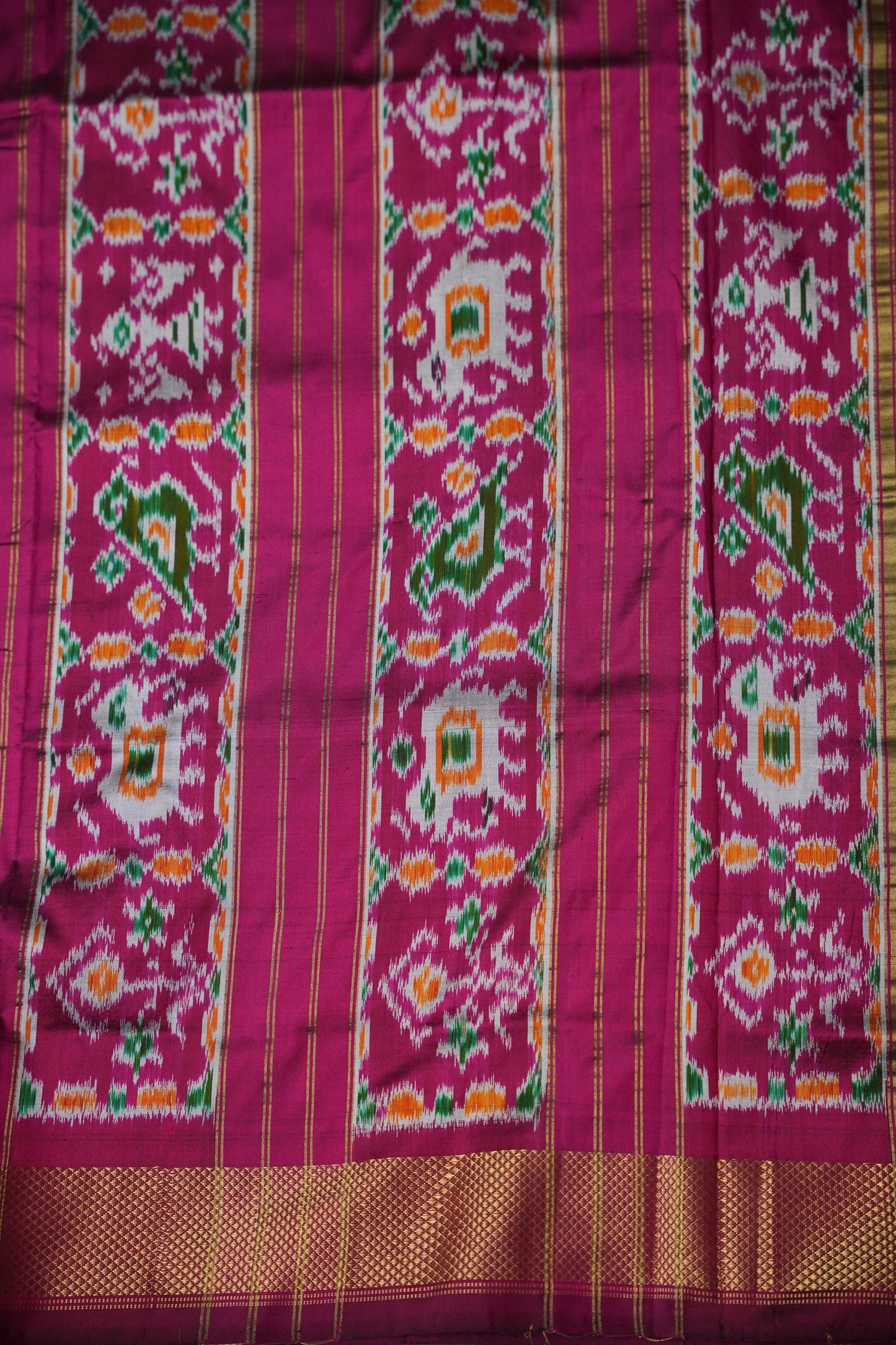 Pure Ikkat Soft Silk Saree - Wine & Blue