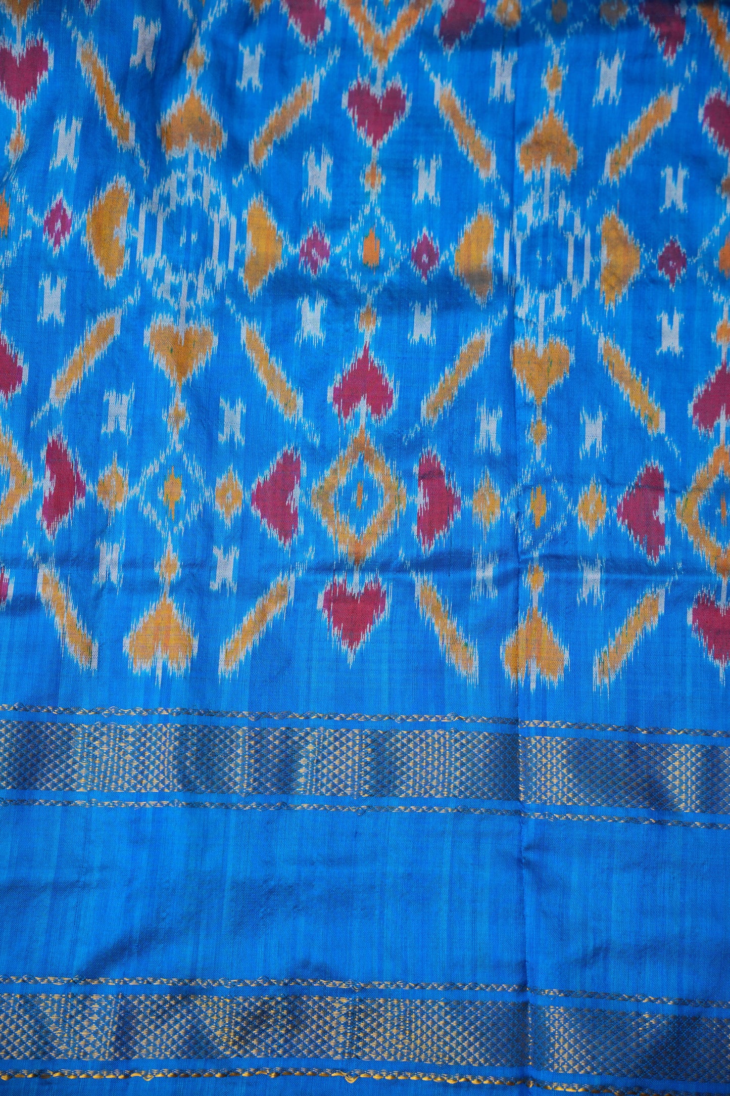 Pure Ikkat Silk Soft Saree - Blue
