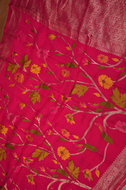 Soft Matka Banarasi Saree with Needle design work | Pink