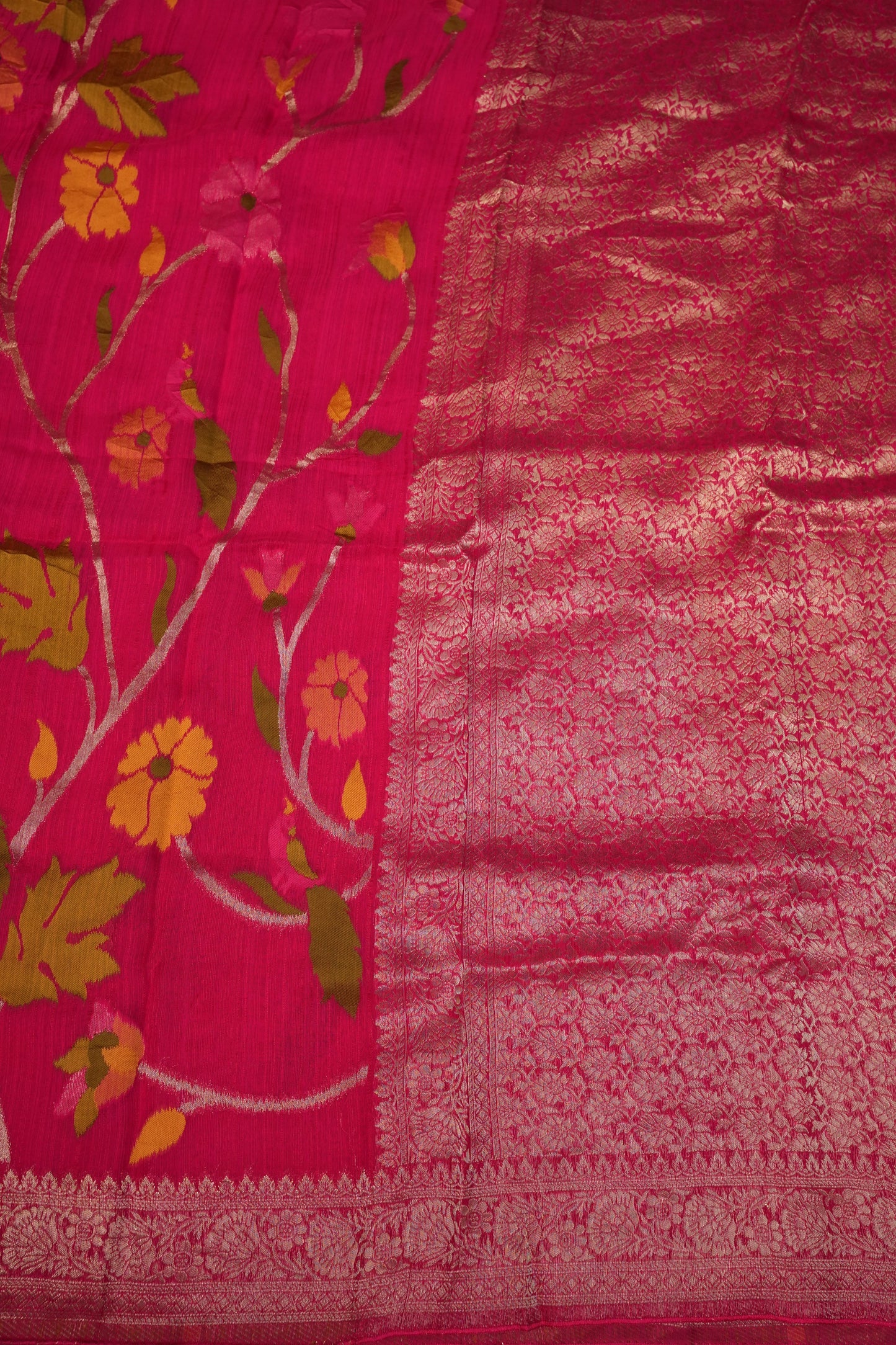 Soft Matka Banarasi Saree with Needle design work | Pink