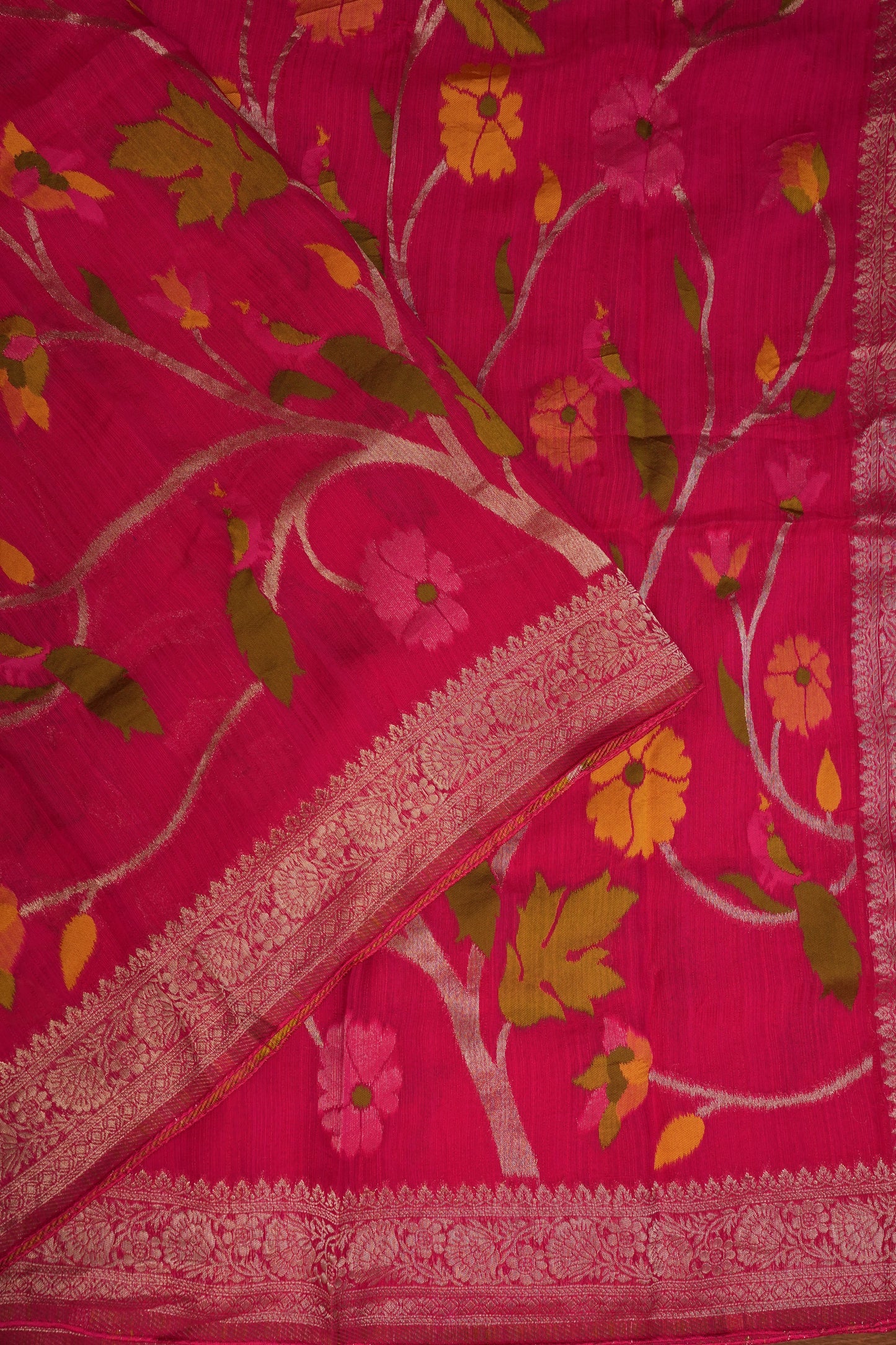 Soft Matka Banarasi Saree with Needle design work | Pink