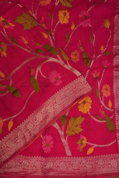 Soft Matka Banarasi Saree with Needle design work | Pink