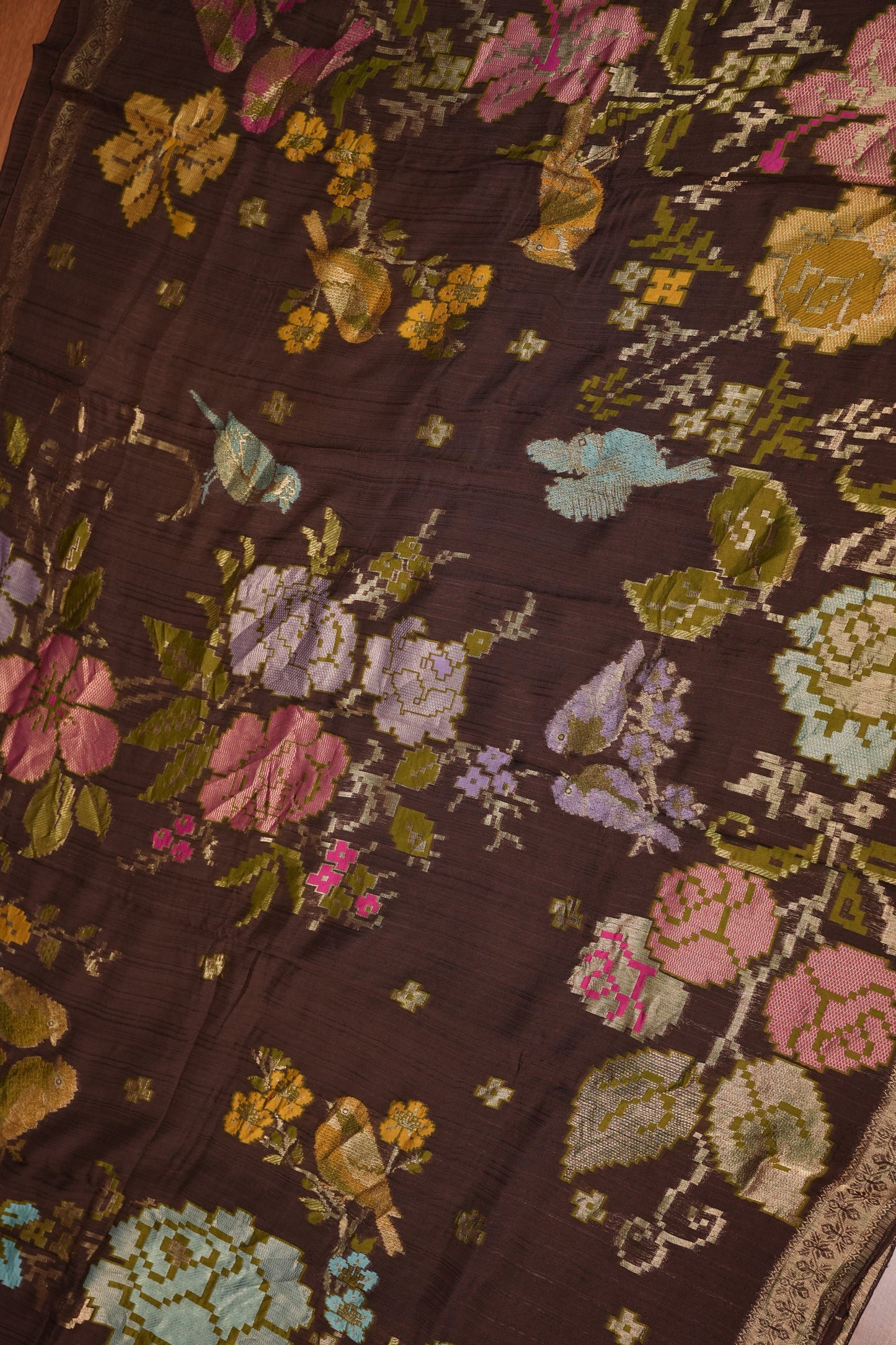 Soft Matka Banarasi Saree with Needle Design Work – Coffee Brown