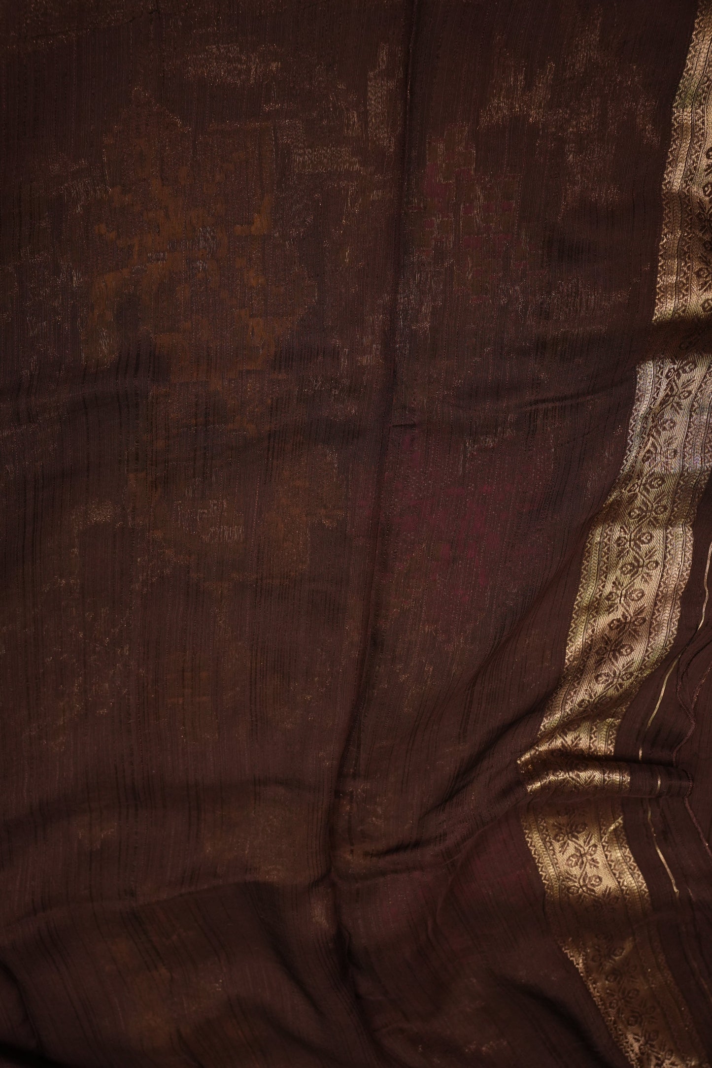 Soft Matka Banarasi Saree with Needle Design Work – Coffee Brown