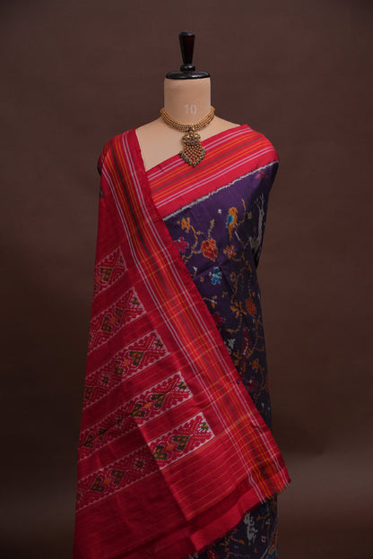 Pure Ikkat Soft Silk Saree - Aubergine Purple