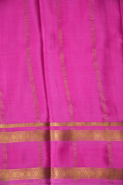 Pure Crepe Mysore Silk Saree - Pink & Powder Blue Pastel Stripes