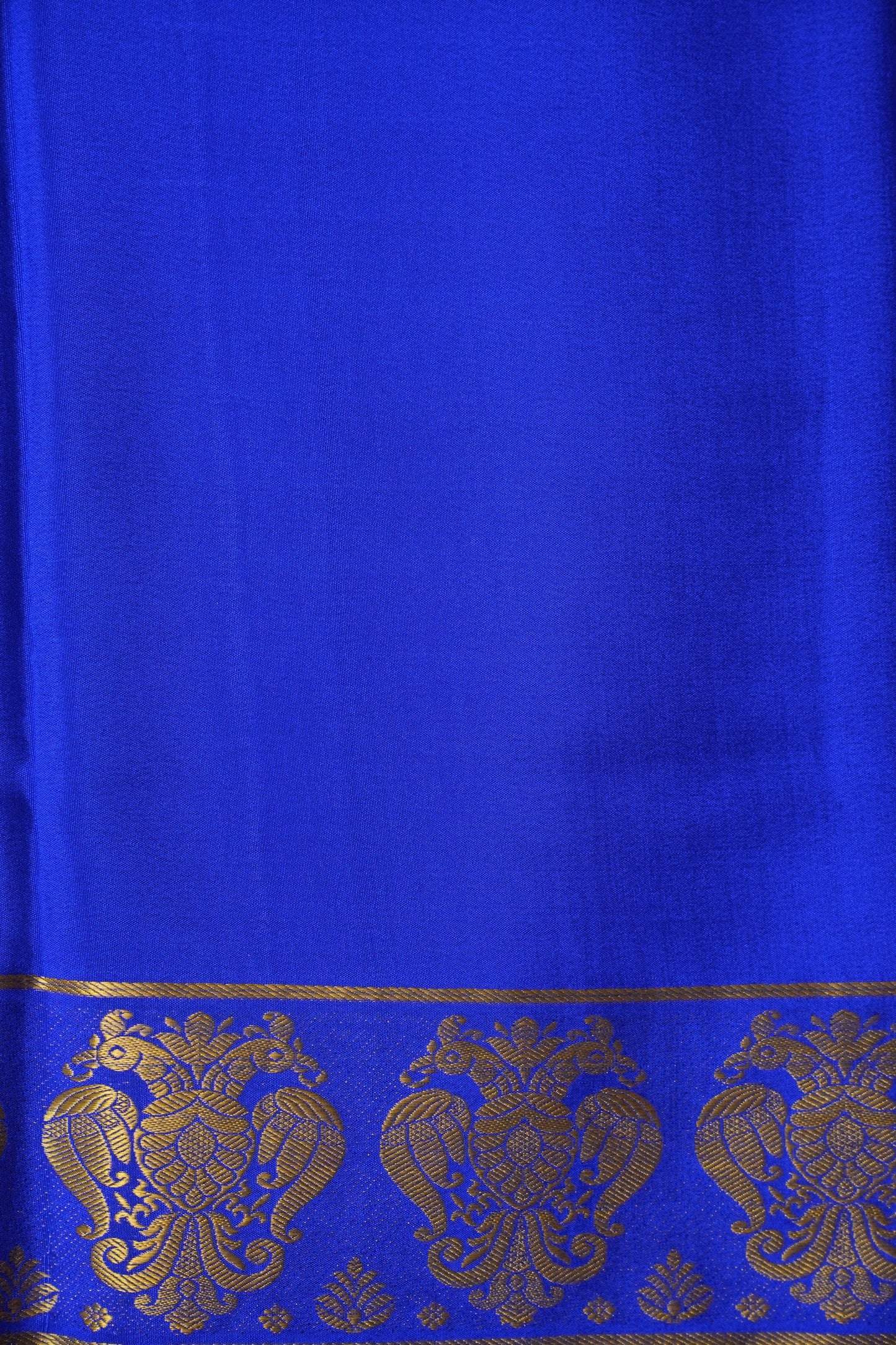 Pure Crepe Mysore Silk Saree - Ink Blue With Gandaberunda Motifs
