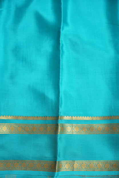 Multi Blue Shades in Pure Crepe Mysore Silk Saree With Self Retta Pet Border