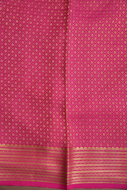 Plain Pure Crepe Mysore Silk Saree in Orange With Contrast Pink Pallu & Blouse