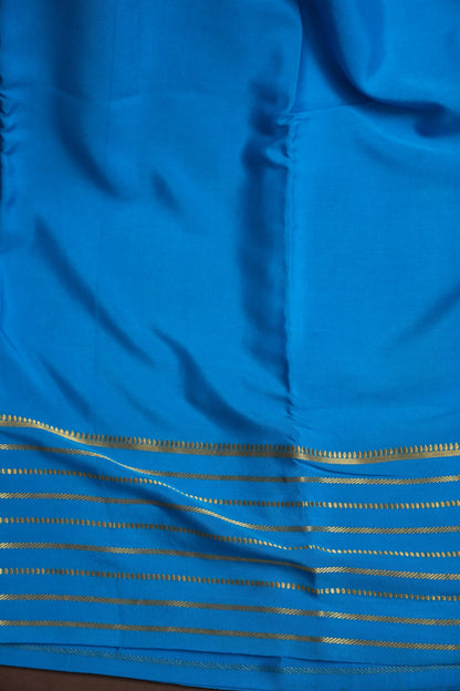 Plain Pure Crepe Mysore Silk Saree in Blue With Self Blouse & Pallu