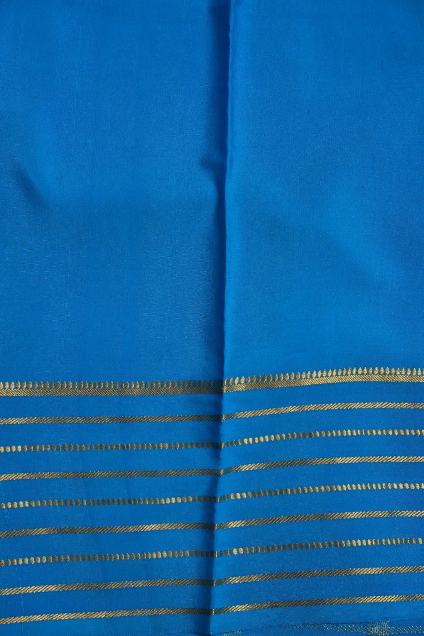 Plain Pure Crepe Mysore Silk Saree in Blue With Self Blouse & Pallu
