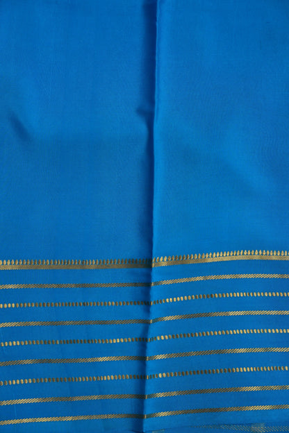 Plain Pure Crepe Mysore Silk Saree in Blue With Self Blouse & Pallu