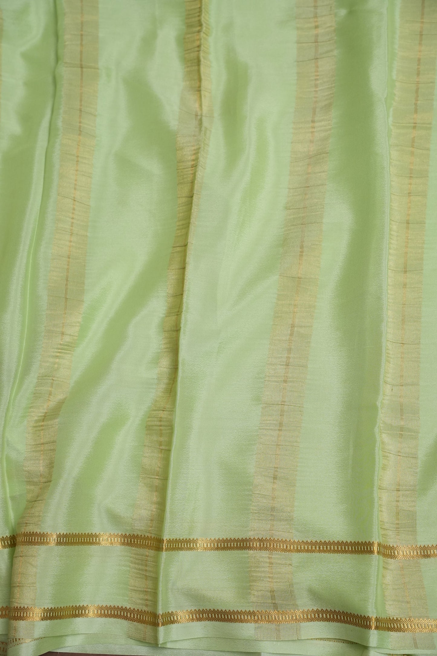 Plain Pure Crepe Mysore Silk Saree in Pistachio Green With Self Retta Pet Border
