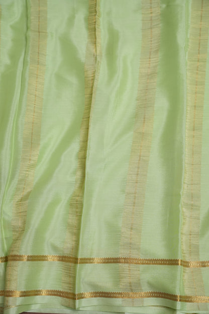 Plain Pure Crepe Mysore Silk Saree in Pistachio Green With Self Retta Pet Border
