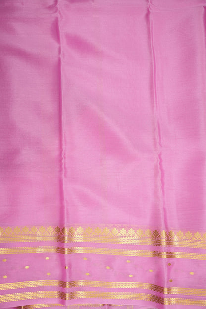 Plain Pure Crepe Mysore Silk Saree in Scarlet Red With Contrast Baby Pink Pallu & Blouse