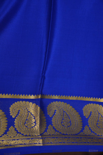 Plain Pure Crepe Mysore Silk Saree in Blue With Contrast Ink Blue Blouse & Pallu