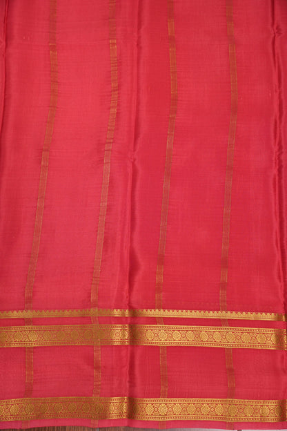 Multicolor Pure Crepe Mysore Silk Saree - Orange With Coral Pink Retta Pet Border