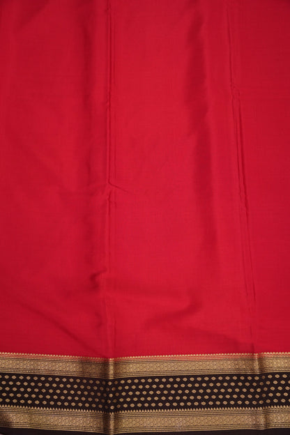 Pure Crepe Mysore Silk Saree - Maroon & Coffee Border