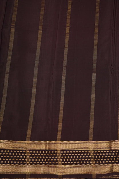 Pure Crepe Mysore Silk Saree - Maroon & Coffee Border