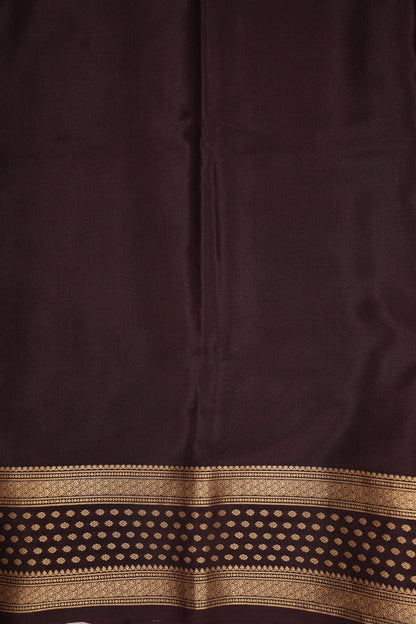 Pure Crepe Mysore Silk Saree - Maroon & Coffee Border