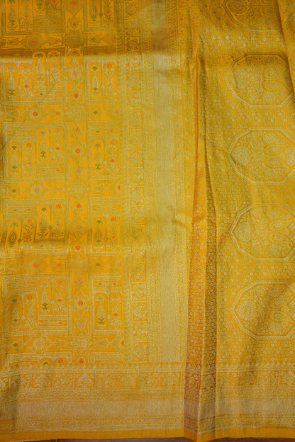 Banarasi Satin Silk Saree with Full Brocade Body – Mustard Yellow
